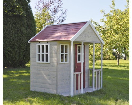 Spielhaus aus Holz mit Veranda im Garten