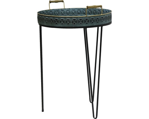 Dekorationstisch mit Tablett und Metallgestell