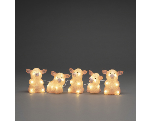 Leuchtfigur Konstsmide LED Acryl Schweine Konstsmide 5-er Set Lichtfarbe warmweiß