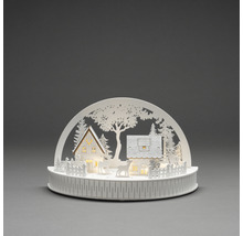 Dekorative Winterlandschaft mit Häusern und Tieren