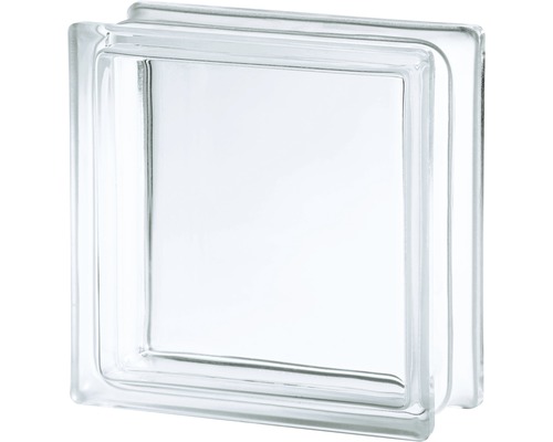Glasbaustein Vollsicht weiß 19 cm x 19 cm x 8 cm Klarglas-Glasbaustein