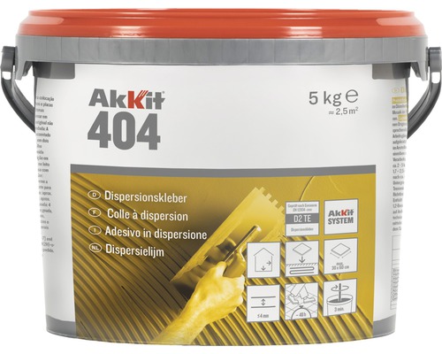 Akkit 404 Dispersionskleber gebrauchsfertig D2 TE 5 kg Akkit 404 Dispersionskleber im Eimer, 5 Kilogramm