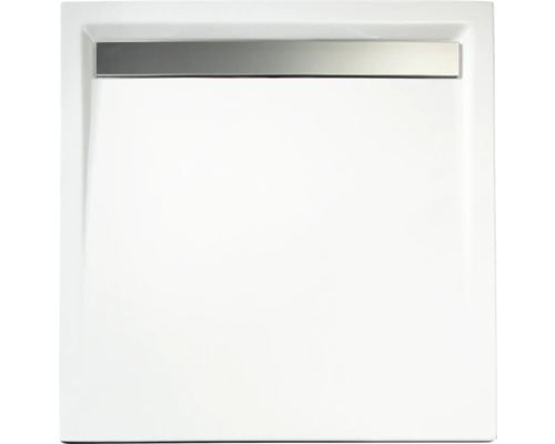 Extraflaches Rechteck-Duschwannen-Set mit Rinne Schulte D202914 140x90x2,5 cm chrom Quadratische Duschwanne mit Ablaufrinne