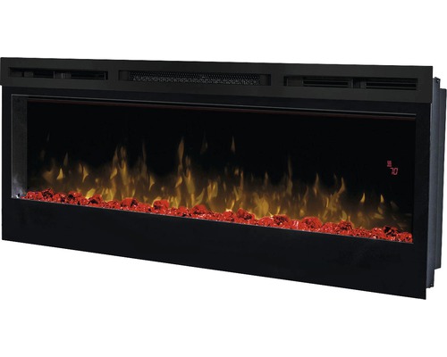 Elektrischer Kamin mit simulierten Flammen und roten Ziersteinen