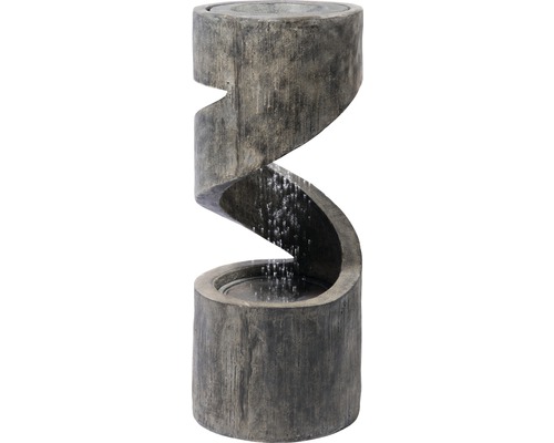 Design Gartenbrunnen mit LED 31,5x31,5x79,5 cm Kunststein grau inkl. Schlauch und Pumpe