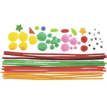 Bastelset mit Pompons, Pfeifenreinigern und Wackelaugen
