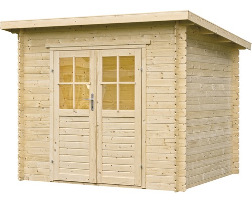 Holzgartenhaus mit Doppeltür und Fenstern