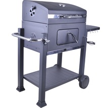 Holzkohlegrill mit Ablageflächen und Rädern für den Garten
