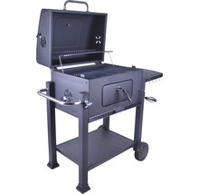 Holzkohlegrill mit Ablageflächen und Rädern