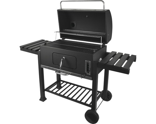 Holzkohlegrill Montreal XXL 154x65x127 cm Stahl schwarz verchromt inkl. Grillrost, Deckelthermometer und Deckel-0