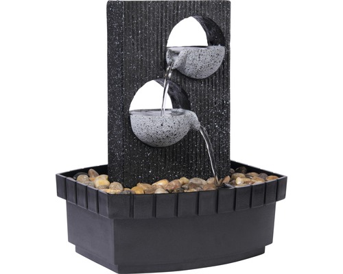 Tischbrunnen mit zwei Wasserschalen und Kieseln