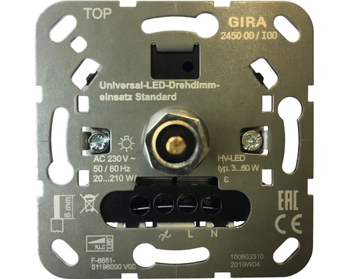 LED Dimmer-Einsatz Gira 245000 Drehdimmer Gira Universal LED Drehdimmereinsatz Standard