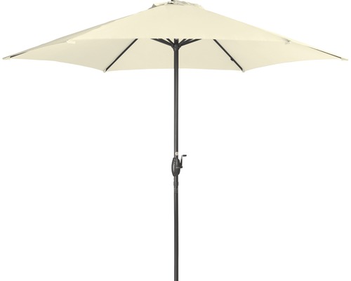 Sonnenschirm Mittelstockschirm Kurbelschirm Doppler Ø 300 cm Polyester (PES) natur Gartenschirm mit Kurbelmechanismus