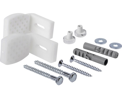 Befestigungsmaterialien für Wandregale, inklusive Schrauben, Dübel und Eckverbinder