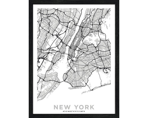 Gerahmtes Bild NY Citymap l 33x43 cm