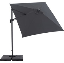 Freiarm-Sonnenschirm mit Solarpanel auf einem Sockel