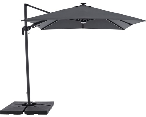 Freiarm-Sonnenschirm mit quadratischem Schirm und Standfuß