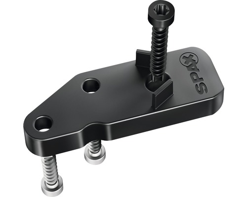 Schwarze Spax Montageplatte mit Schrauben