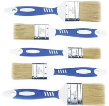 Fünf Pinsel mit Kunststoffgriff in verschiedenen Größen