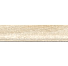 Feinsteinzeug Stufenfliese Lava 30x120 cm creme matt