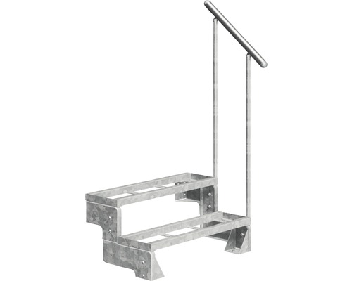 Außentreppe Pertura Tallis mit Geländer 2 Einlegestufen 100 cm Stahl Metalltreppe mit Handlauf