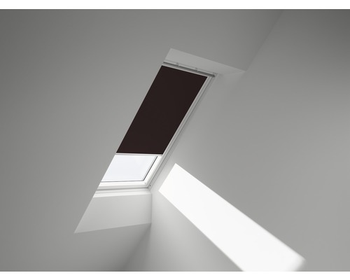 VELUX Verdunkelungsrollo uni dunkelbraun manuell Rahmen weiß DKL C02 4559SWL