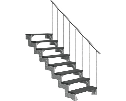 Außentreppe Pertura Tallis mit Geländer 8 Stufen 100 cm anthrazit
