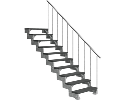 Außentreppe Pertura Tallis mit Geländer 10 Stufen 100 cm anthrazit