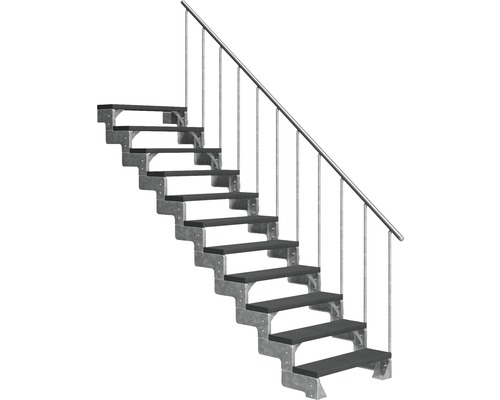 Außentreppe Pertura Tallis mit Geländer 11 Stufen 100 cm anthrazit