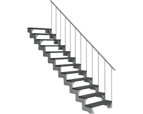 Außentreppe Pertura Tallis mit Geländer 12 Stufen 100 cm anthrazit