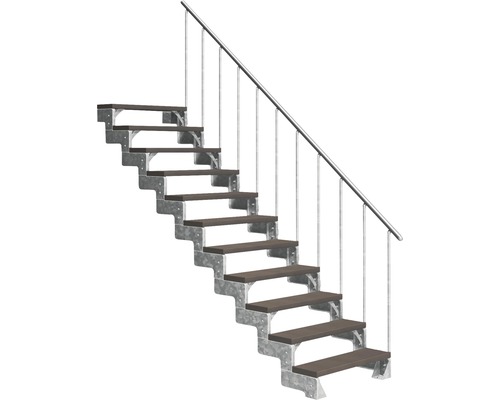 Außentreppe Pertura Tallis mit Geländer 11 Stufen 100 cm dunkelbraun