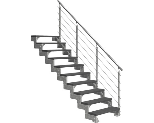 Außentreppe Pertura Tallis mit Prova Geländer 10 Stufen 100 cm anthrazit