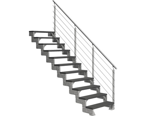 Außentreppe Pertura Tallis mit Prova Geländer 11 Stufen 100 cm anthrazit