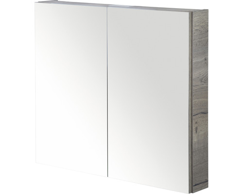 Spiegelschrank mit zwei Türen und Holzdekor
