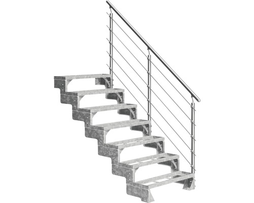 Außentreppe Pertura Tallis mit Prova Geländer 7 Einlegestufen 100 cm Metall