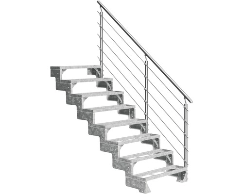 Außentreppe Pertura Tallis mit Prova Geländer 8 Einlegestufen 100 cm Metall