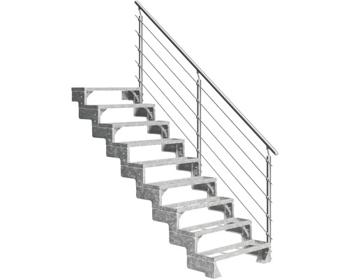Außentreppe Pertura Tallis mit Prova Geländer 9 Einlegestufen 100 cm Metall Stahltreppe mit Geländer