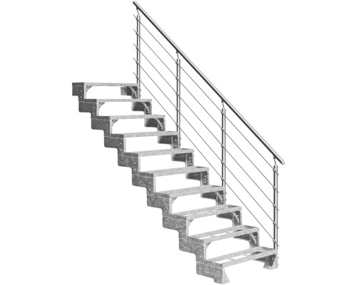 Außentreppe Pertura Tallis mit Prova Geländer 10 Einlegestufen 100 cm Metall