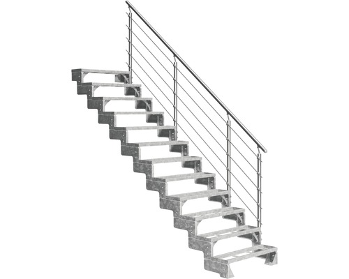 Außentreppe Pertura Tallis mit Prova Geländer 12 Einlegestufen 100 cm Metall