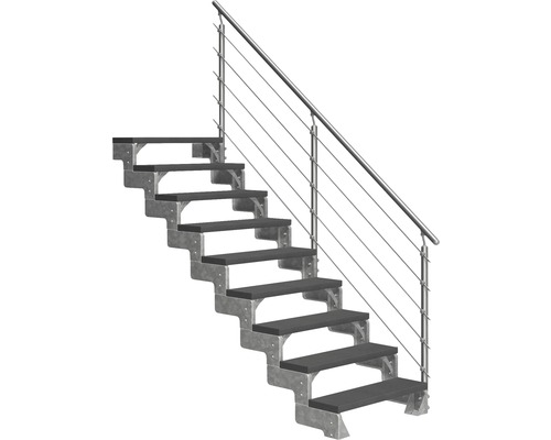 Außentreppe Pertura Tallis mit Prova Geländer 9 Stufen 80 cm anthrazit