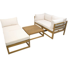 Gartenmöbelset aus Holz mit Sofa, Liege und Tisch