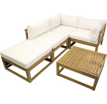 Gartenlounge-Set mit Holztisch und Polster