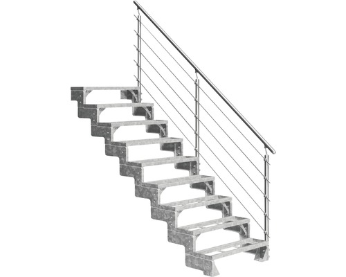 Außentreppe Pertura Tallis mit Prova Geländer 9 Einlegestufen 80 cm Metall Metalltreppe mit Geländer für den Außenbereich