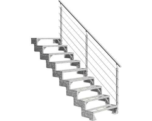 Außentreppe Pertura Tallis mit Prova Geländer 9 Einlegestufen 80 cm Metall