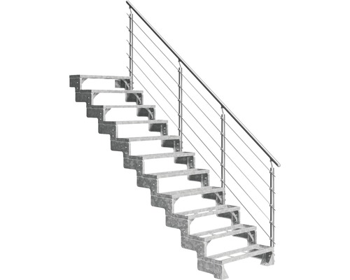 Außentreppe Pertura Tallis mit Prova Geländer 11 Einlegestufen 80 cm Metall