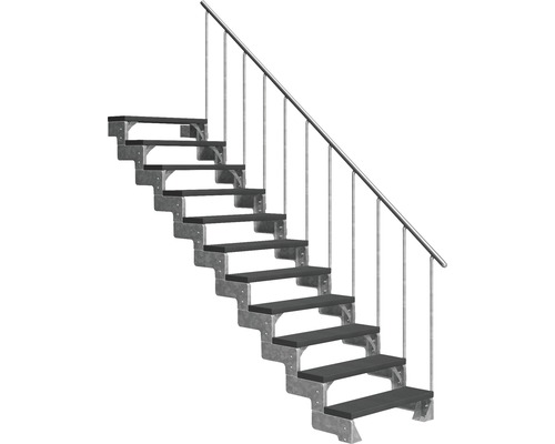 Außentreppe Pertura Tallis mit Geländer 11 Stufen 80 cm anthrazit