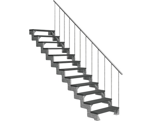 Außentreppe Pertura Tallis mit Geländer 12 Stufen 80 cm anthrazit