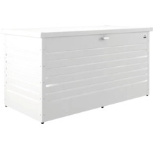 Weiße Gartenbox aus Metall für den Außenbereich