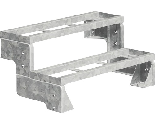 Außentreppe Pertura Tallis ohne Geländer 2 Einlegestufen 100 cm Metall Doppelstockhalterung aus Metall