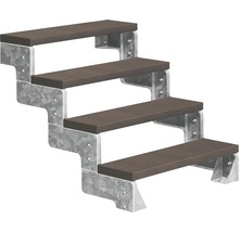 Treppe mit vier Stufen und Metallgestell